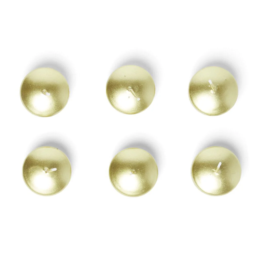 Lot de 6 bougies flottantes cire doré Ø4,5cm