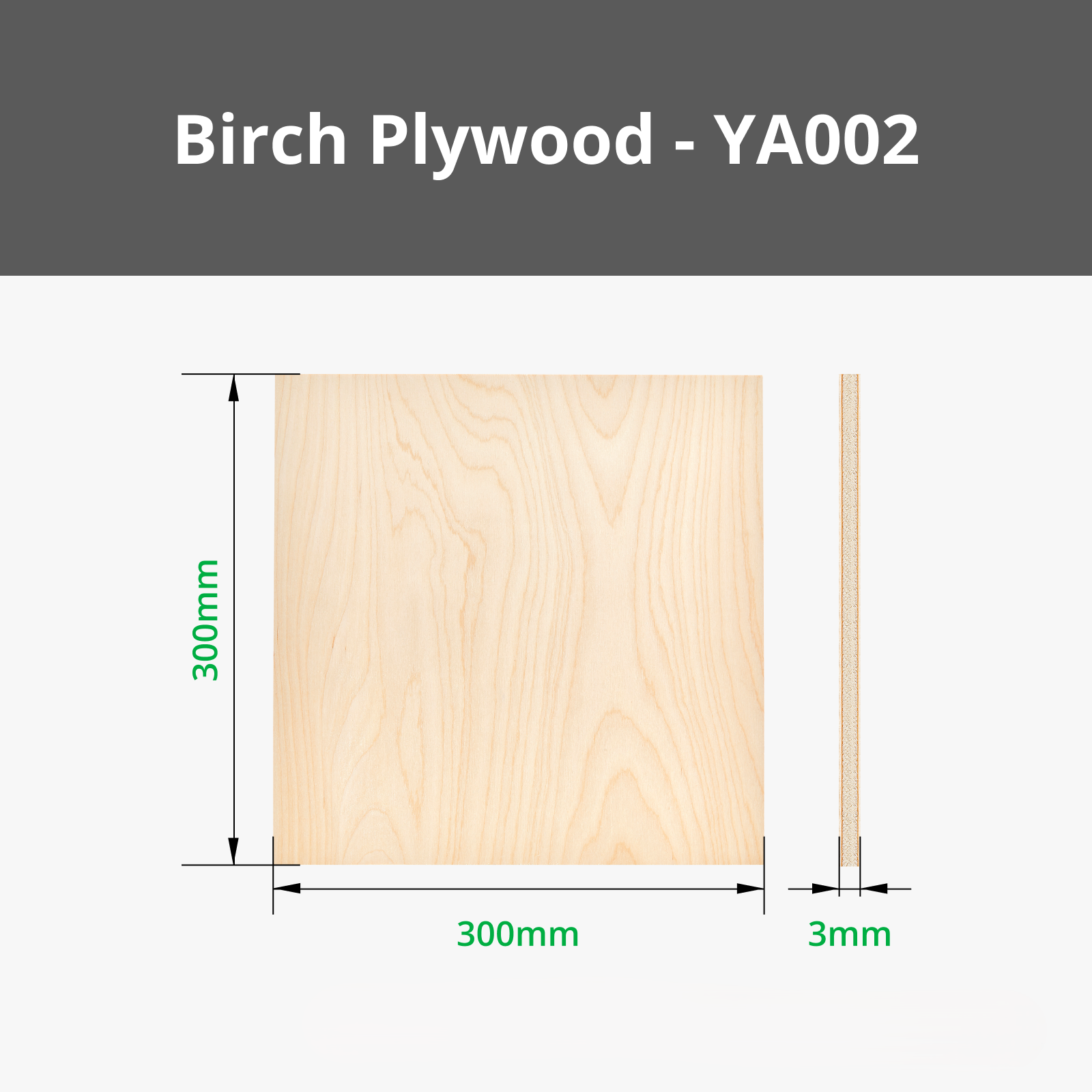 Bambu Lab  3 mm Birch Plywood    Feines Birkenholz mit natürlicher Maserung - Sperrholz