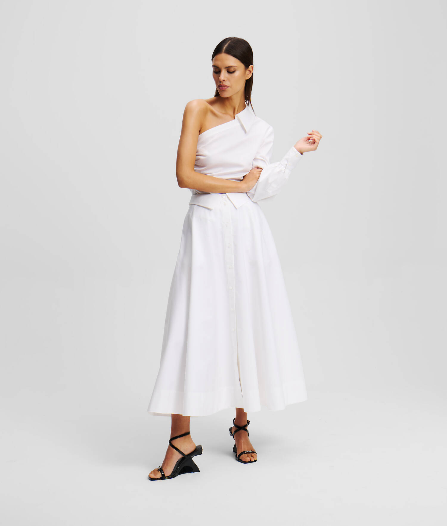 ROBE-CHEMISIER EN POPELINE - Blanc