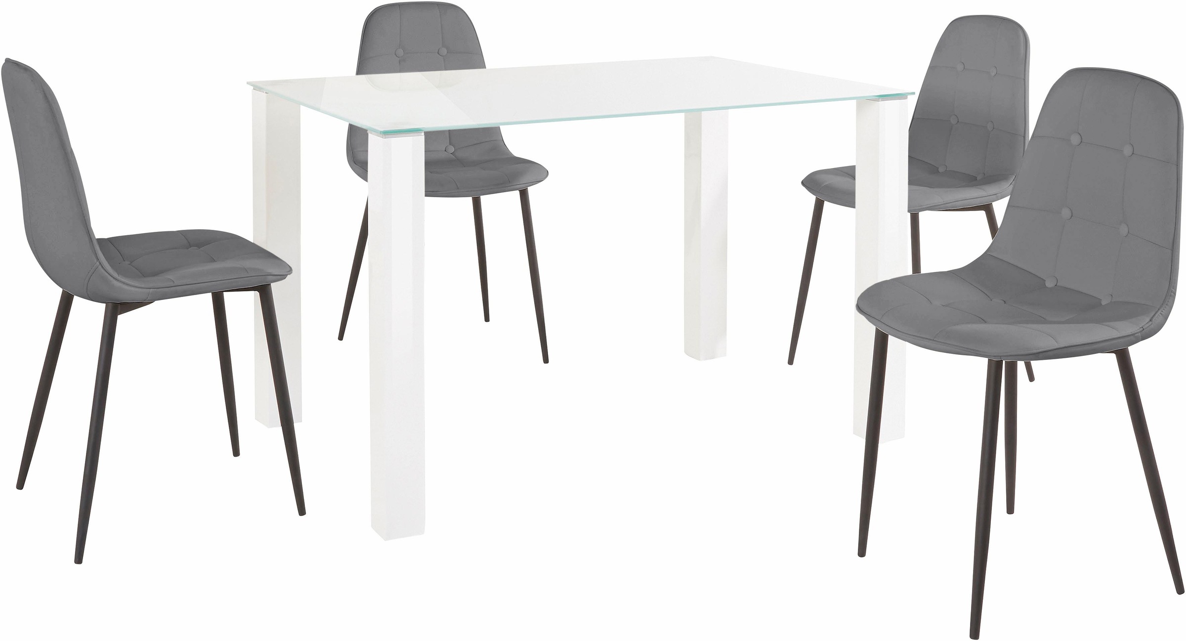 INOSIGN Essgruppe Set, 5 Stk. tlg. mit Glastisch, Breite 120 cm