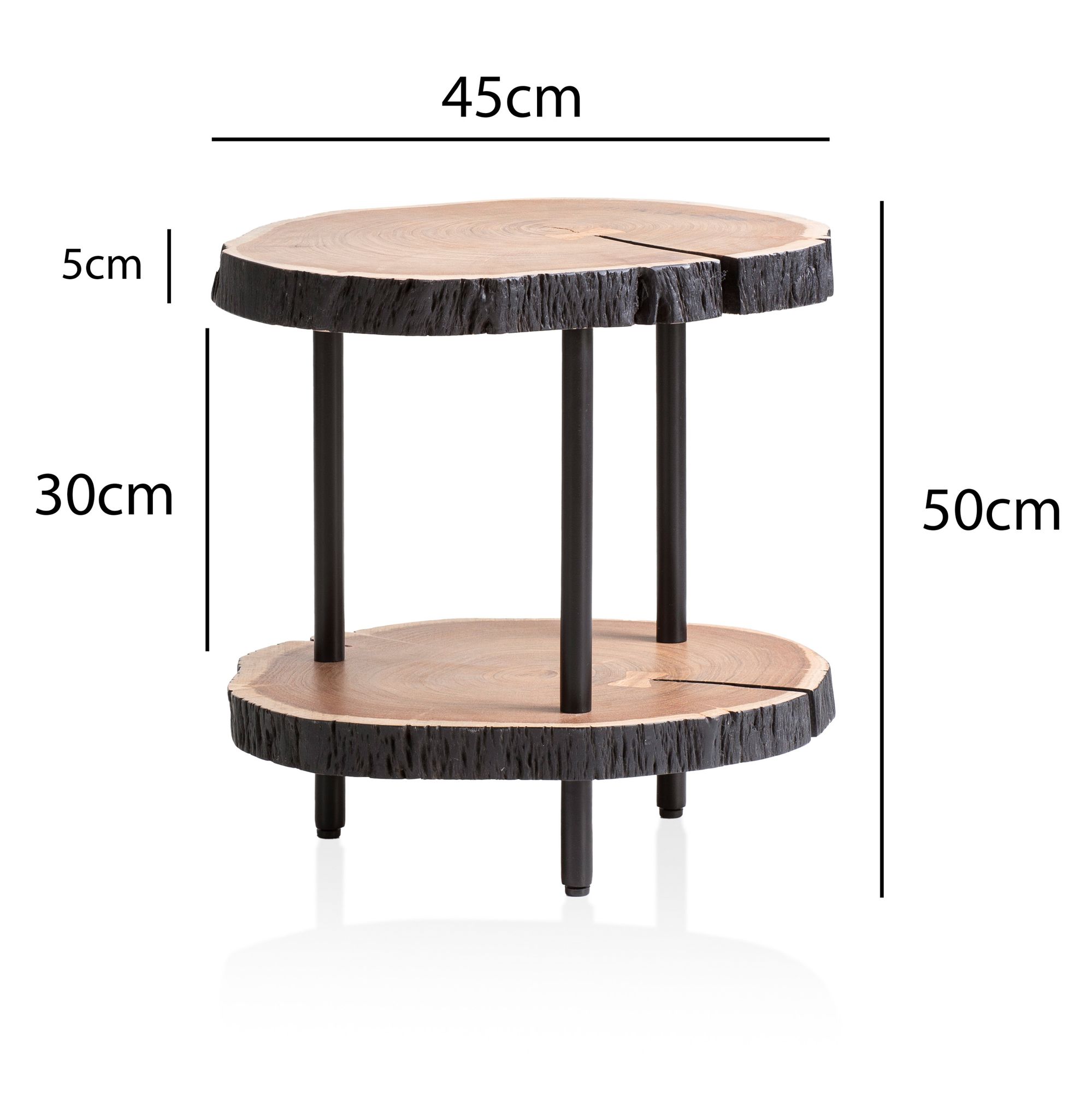 Beistelltisch FineBuy Couchtisch Holz 45x45x50 cm Wohnzimmertisch Baumscheibe
