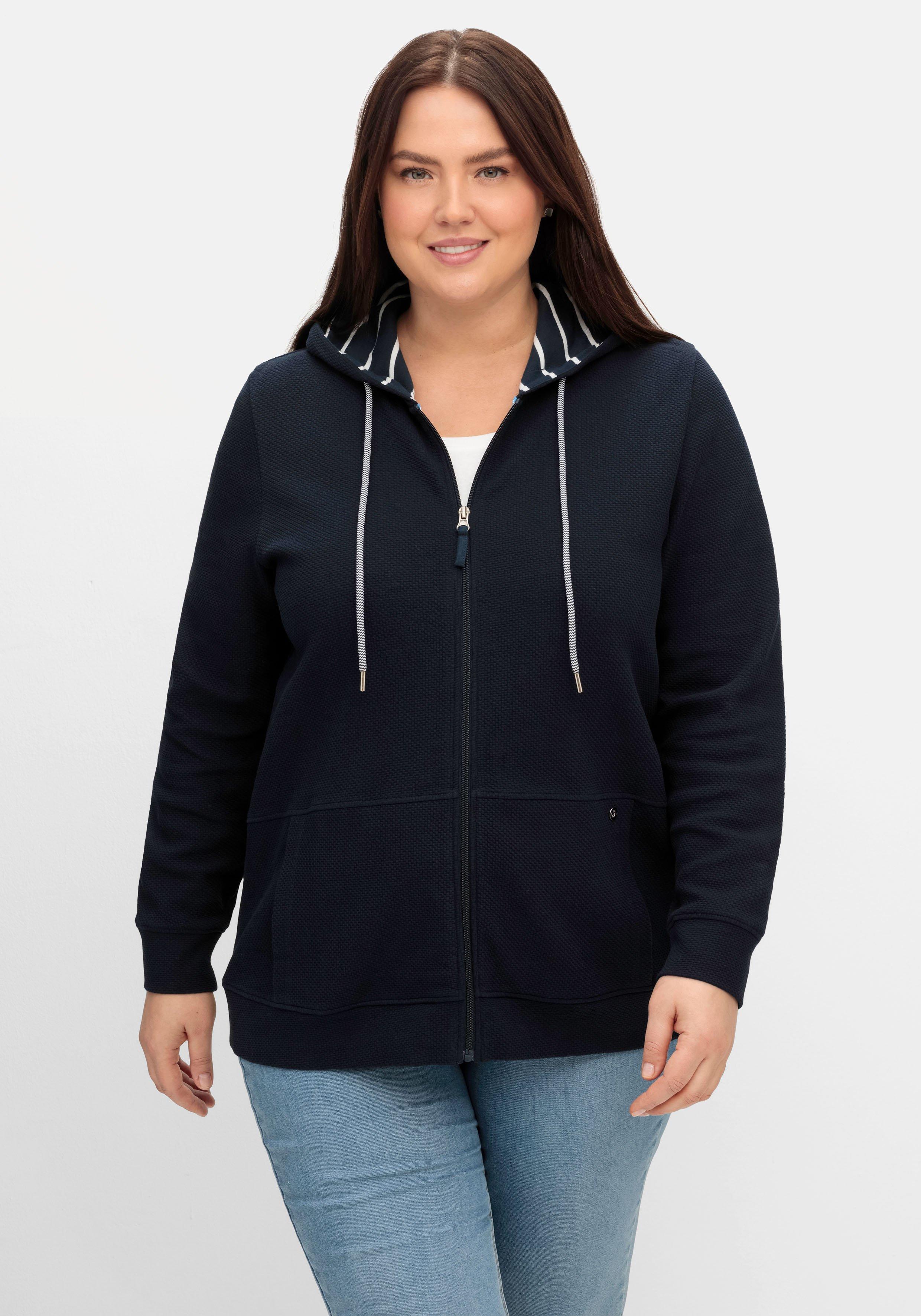 Sweatjacke mit Kapuze, aus  Waffelpiqué