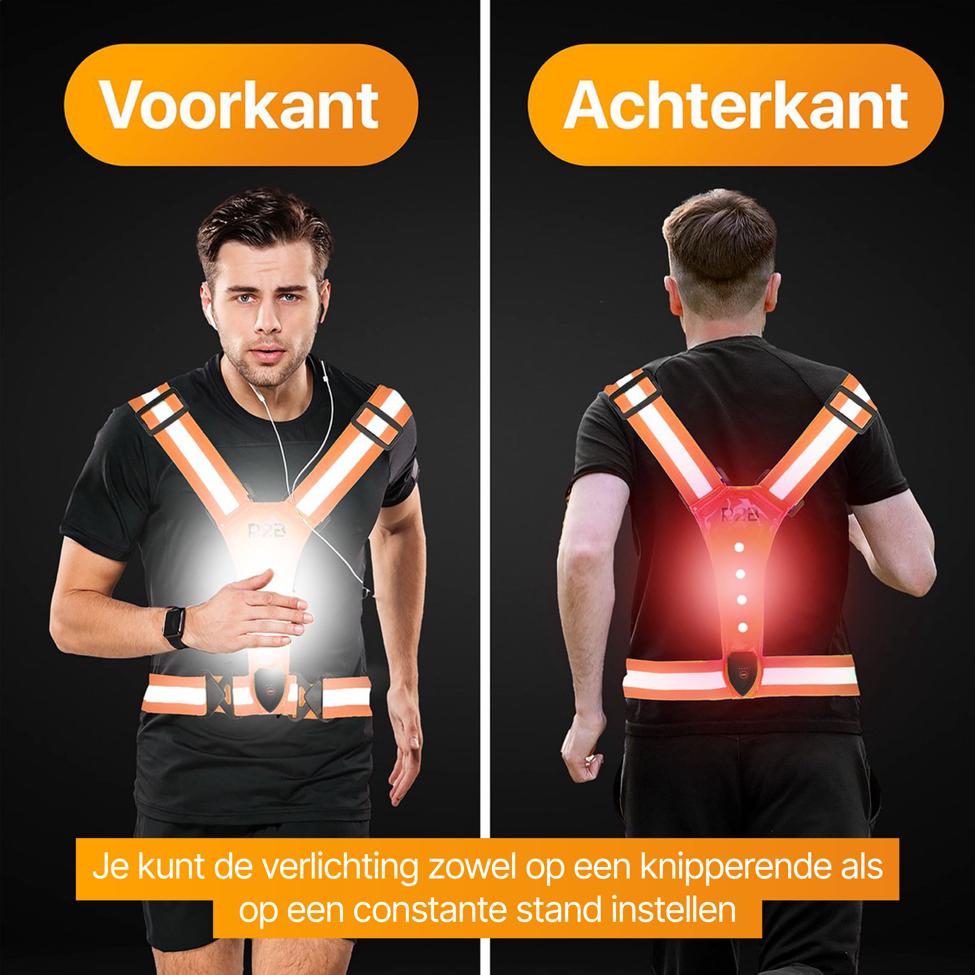 R2B oplaadbaar hardloopvest - Orange
