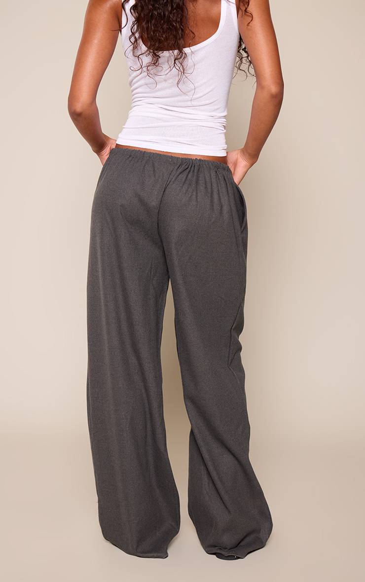 Charbon Pantalon Taille Basse Ajusté Avec Cordon De Serrage En Tissu Brossé