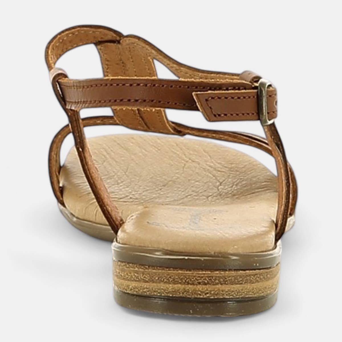 Sandales Femme en cuir cognac