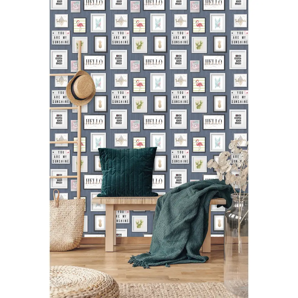 Dutch Wallcoverings - Exposure lijstjes donkerblauw - 0,53x10,05m
