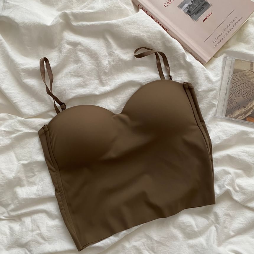 swnney - Sweetheart-halslijn, effen gewatteerde crop top met camisole