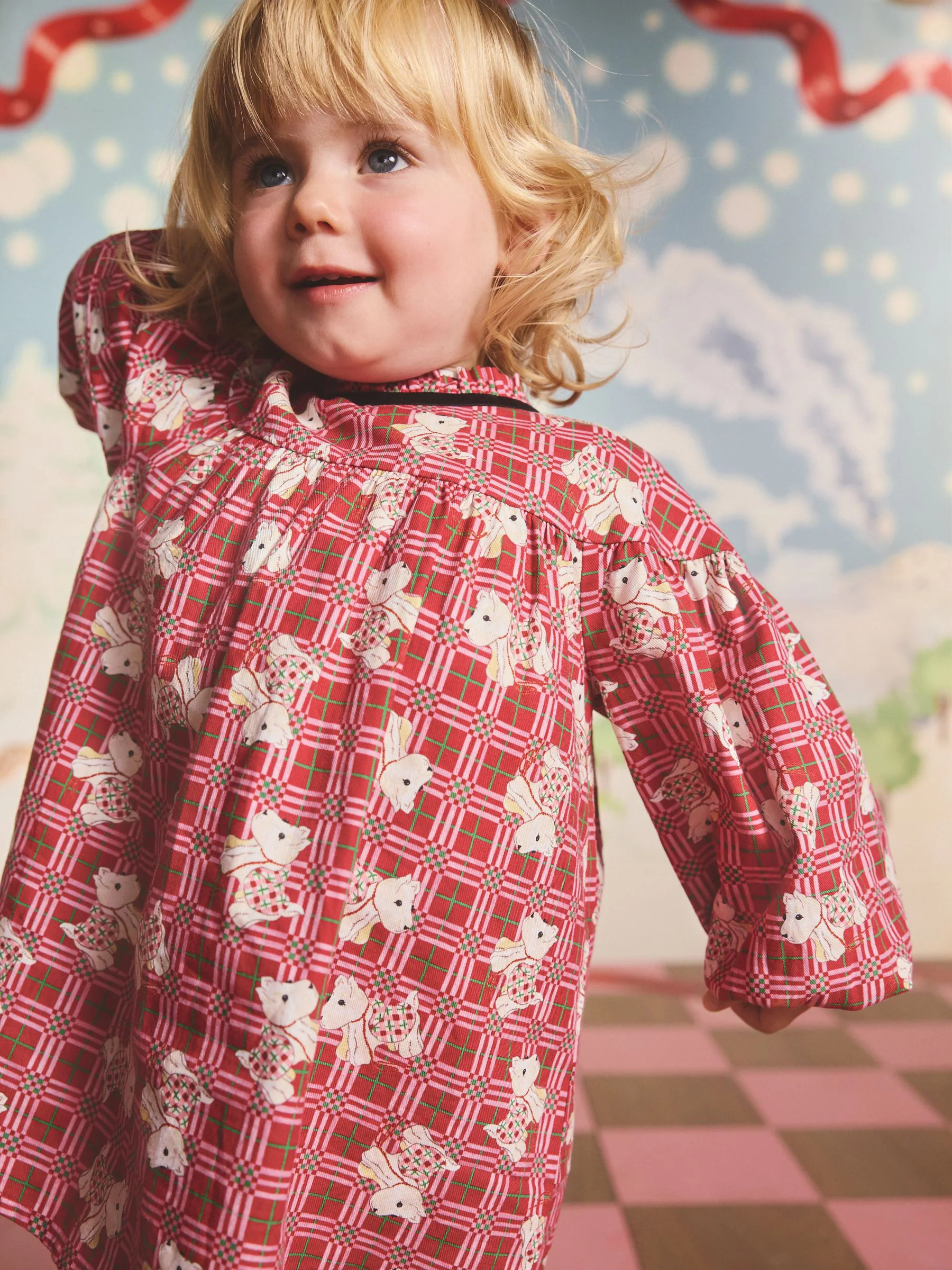 Cath Kidston Red Check - Lange mouwen jurk (3mnd-8jr)