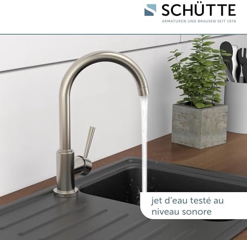 SCHÜTTE Cornwall 79161 Robinet de cuisine pivotant à 360 ° avec mitigeur monocommande Blanc : Bricolage