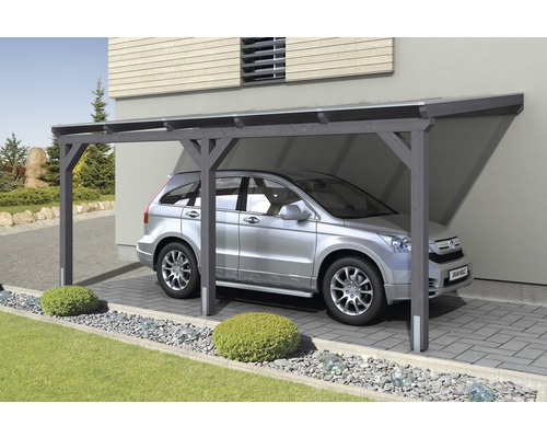 SKAN HOLZ Vogtland enkele carport met paalankers 300x541 cm leigrijs