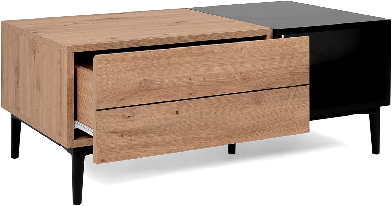 003055 NOLA 55A Artisan Eiche/Schwarz Couchtisch Wohnzimmertisch Beistelltisch ca. 100 x 40 x 55 cm