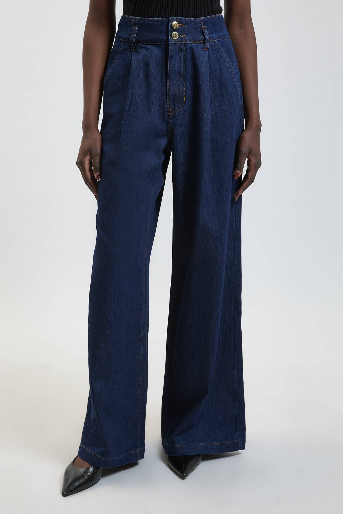 KarenMillen Pantalon Large En Denim À Plis