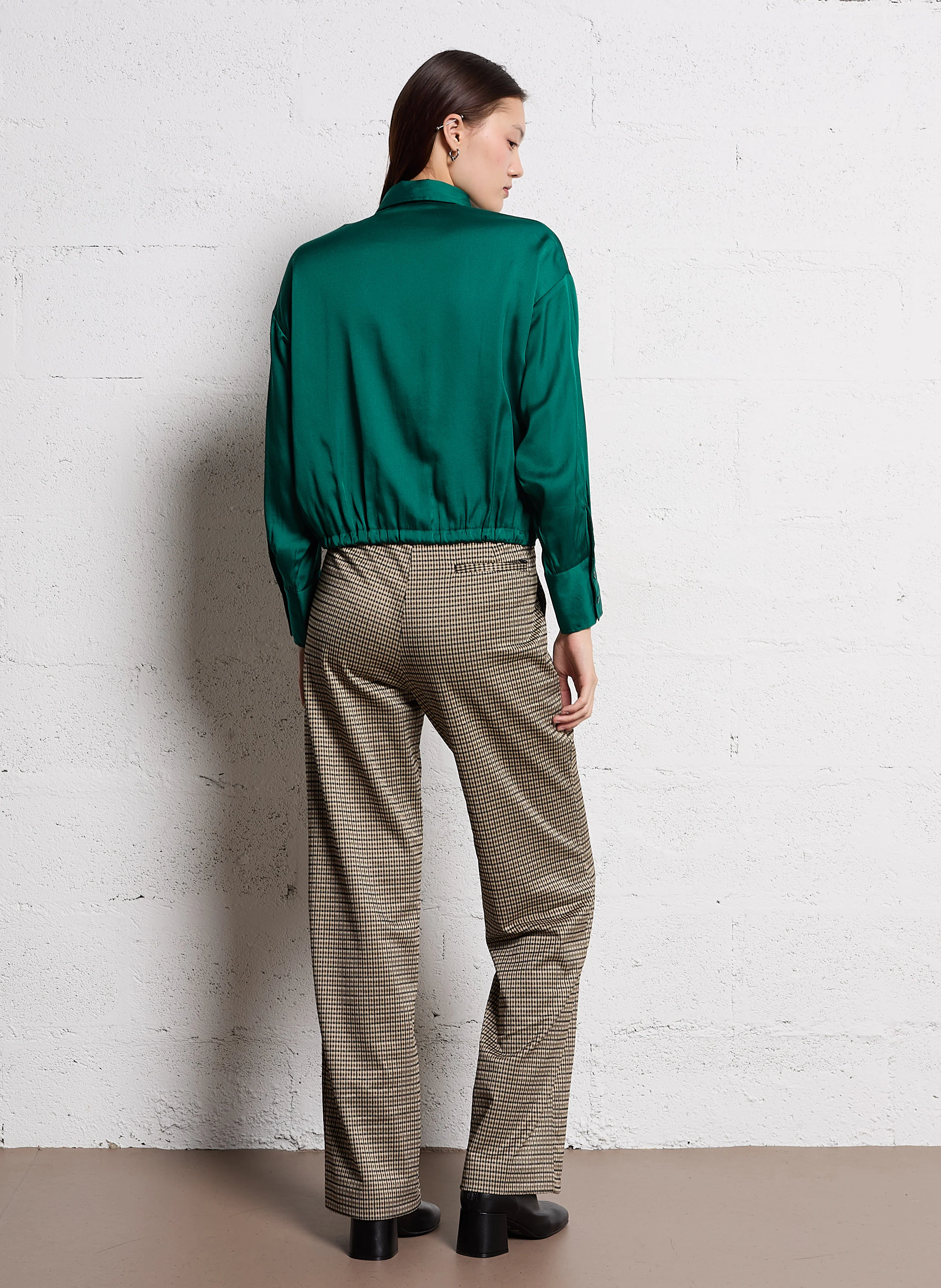 Chemise oversize satinée | Vert