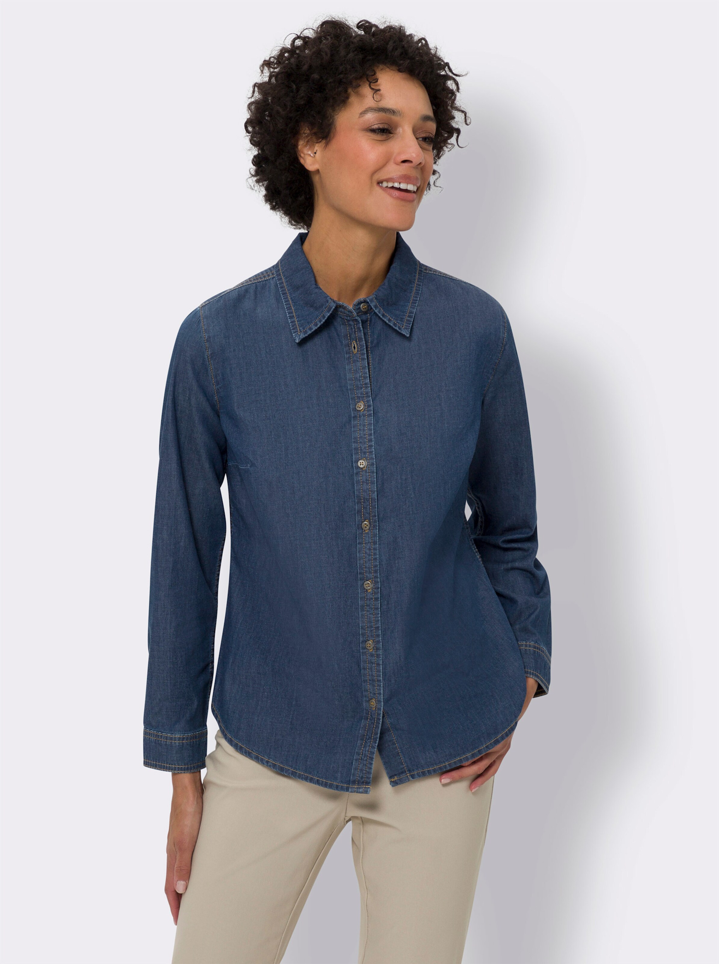 Jeansbluse mit Metallknöpfen