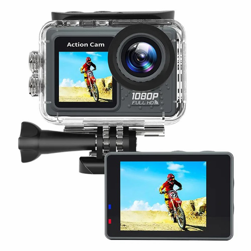 1080p Full HD Action Cam WiFi Kamera mit 120° Weitwinkel Linse und Dual Display (2.0