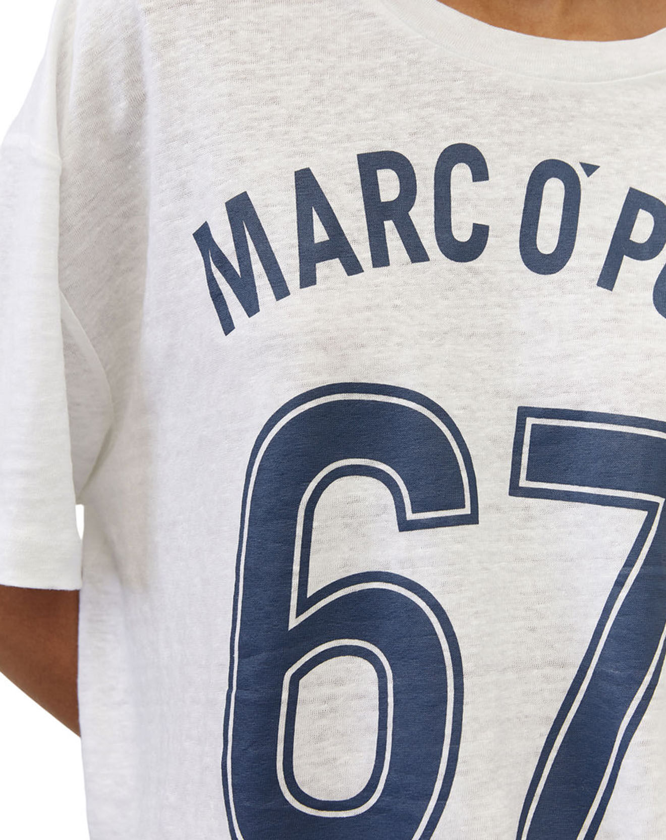 Marc O'Polo T-Shirt 100% Lin Print Mop 67 blanc/bleu