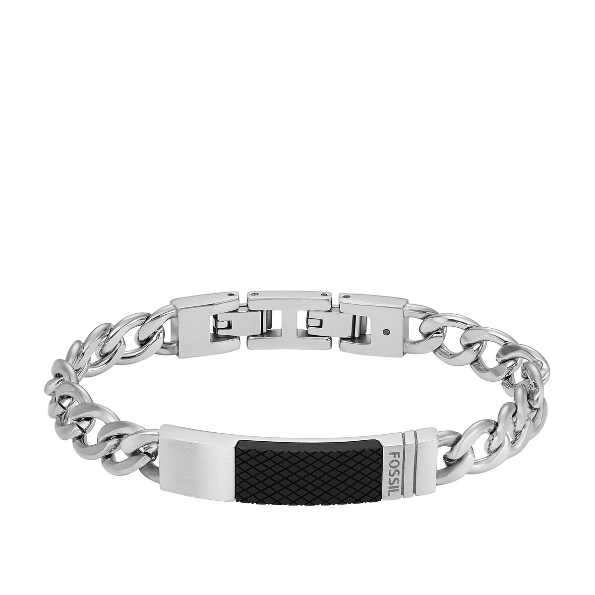 Bracelet FOSSIL acier inoxydable résine noire 20,5 cm