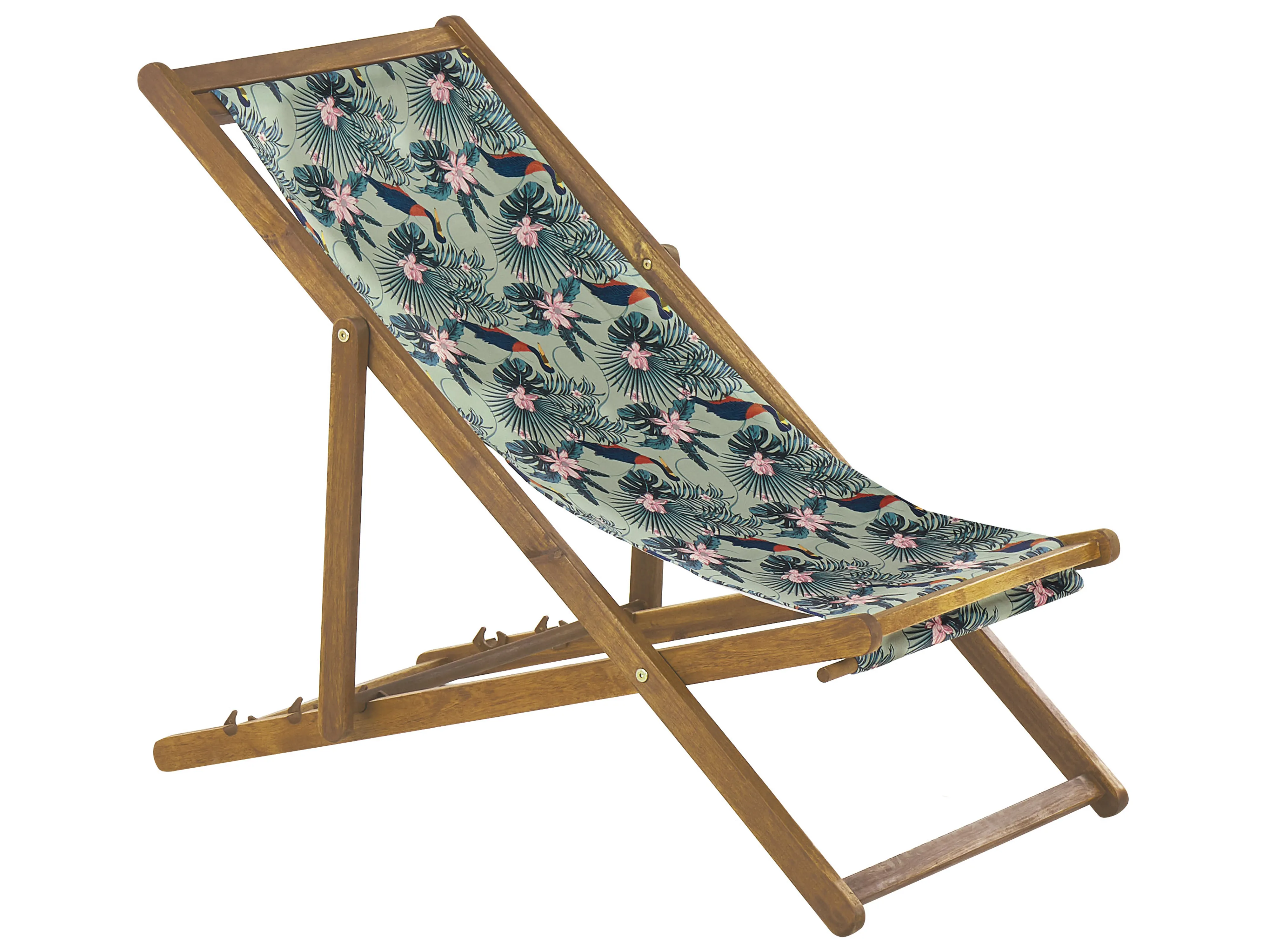 Set van 2 inklapbare ligstoelen ANZIO met vervangingshoezen Dieren motief Acaciahout Lichtbruin