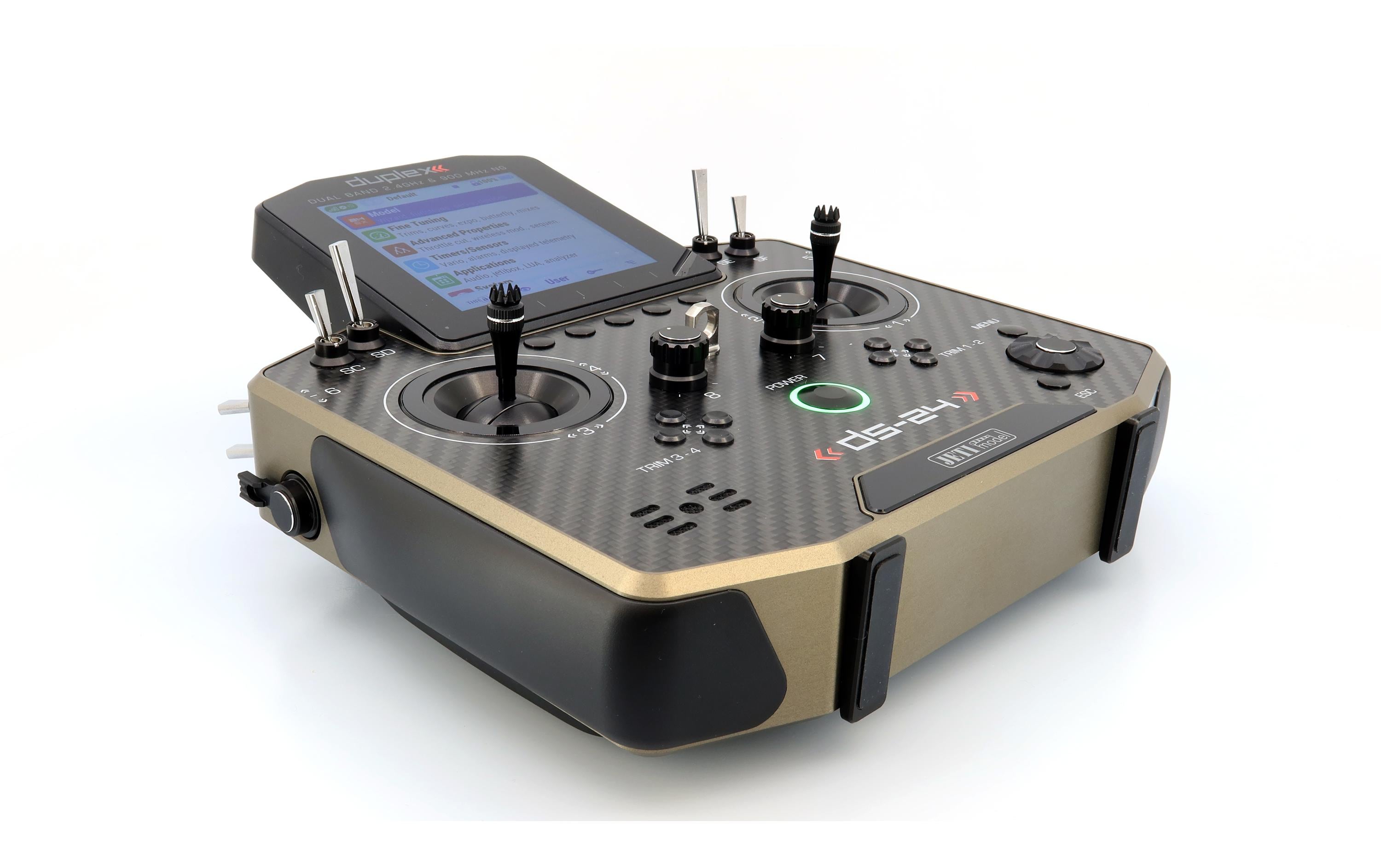 Fernsteuerung DS-24II Carbon Line Bronze 24 Kanal, Duplex EX<br>Professioneller 24-Kanal-Sender mit Geber auf Rückseite und Carbon-Frontplatte