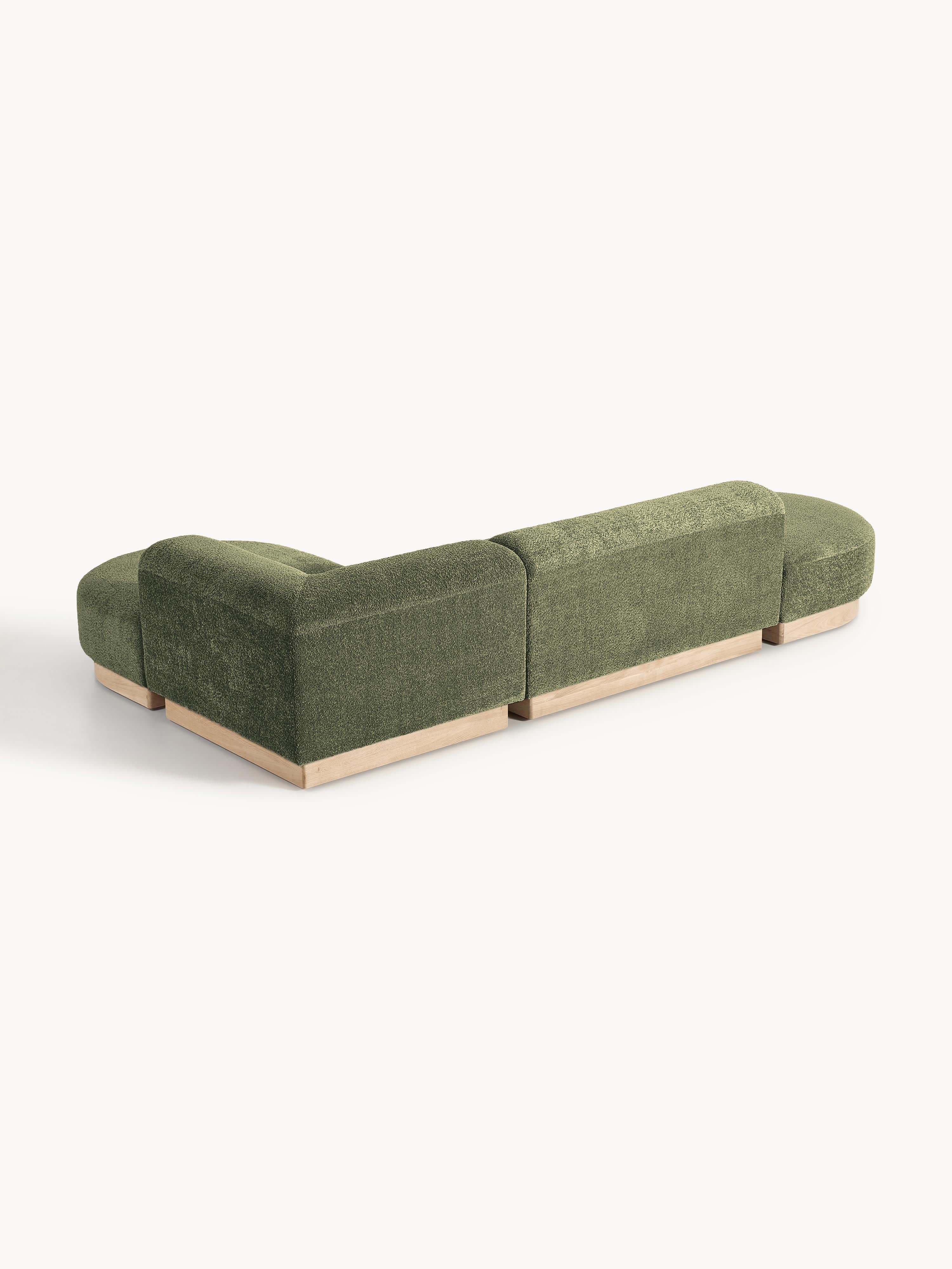 Modulaire hoekbank Natalie van teddy-bouclé