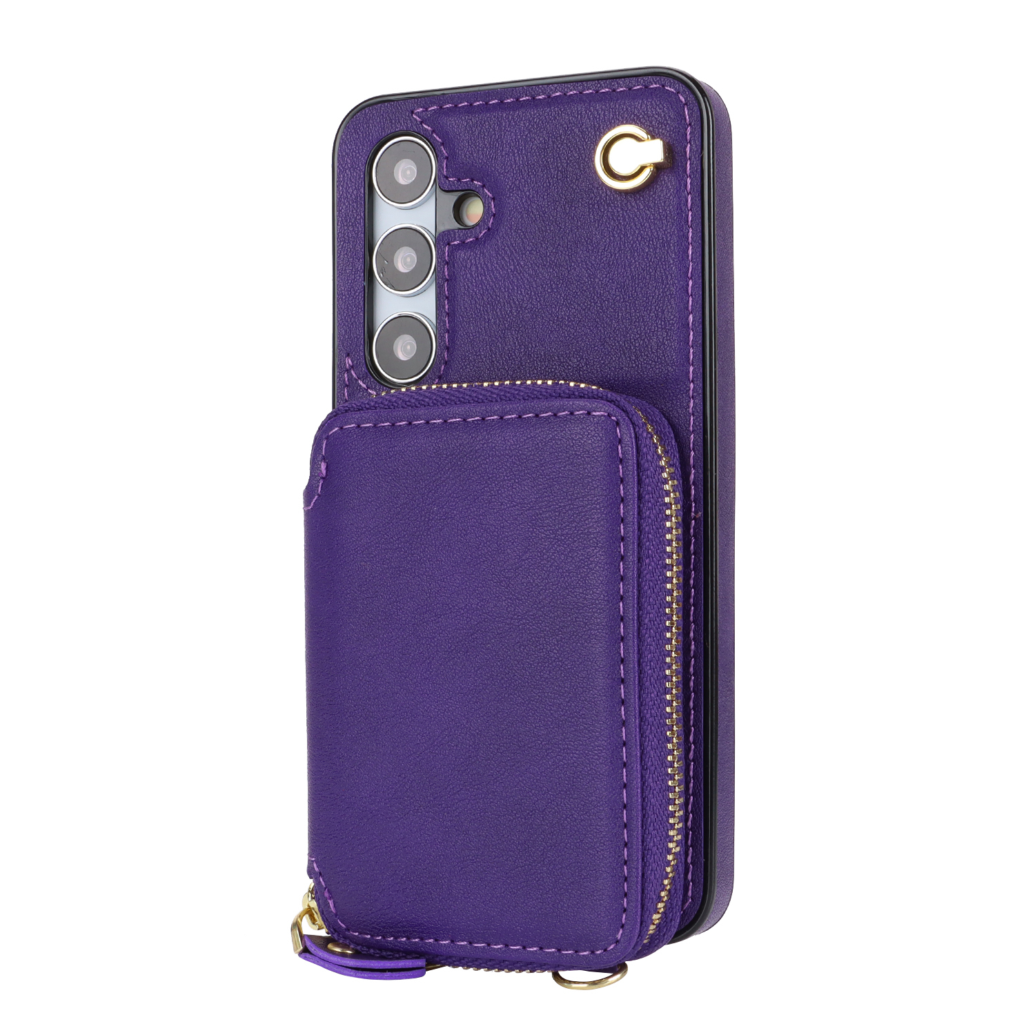 Samsung Galaxy S24  Plus Necklace Leder Schutz Hülle mit Kartenfächer   Handykette (140cm) - Violett