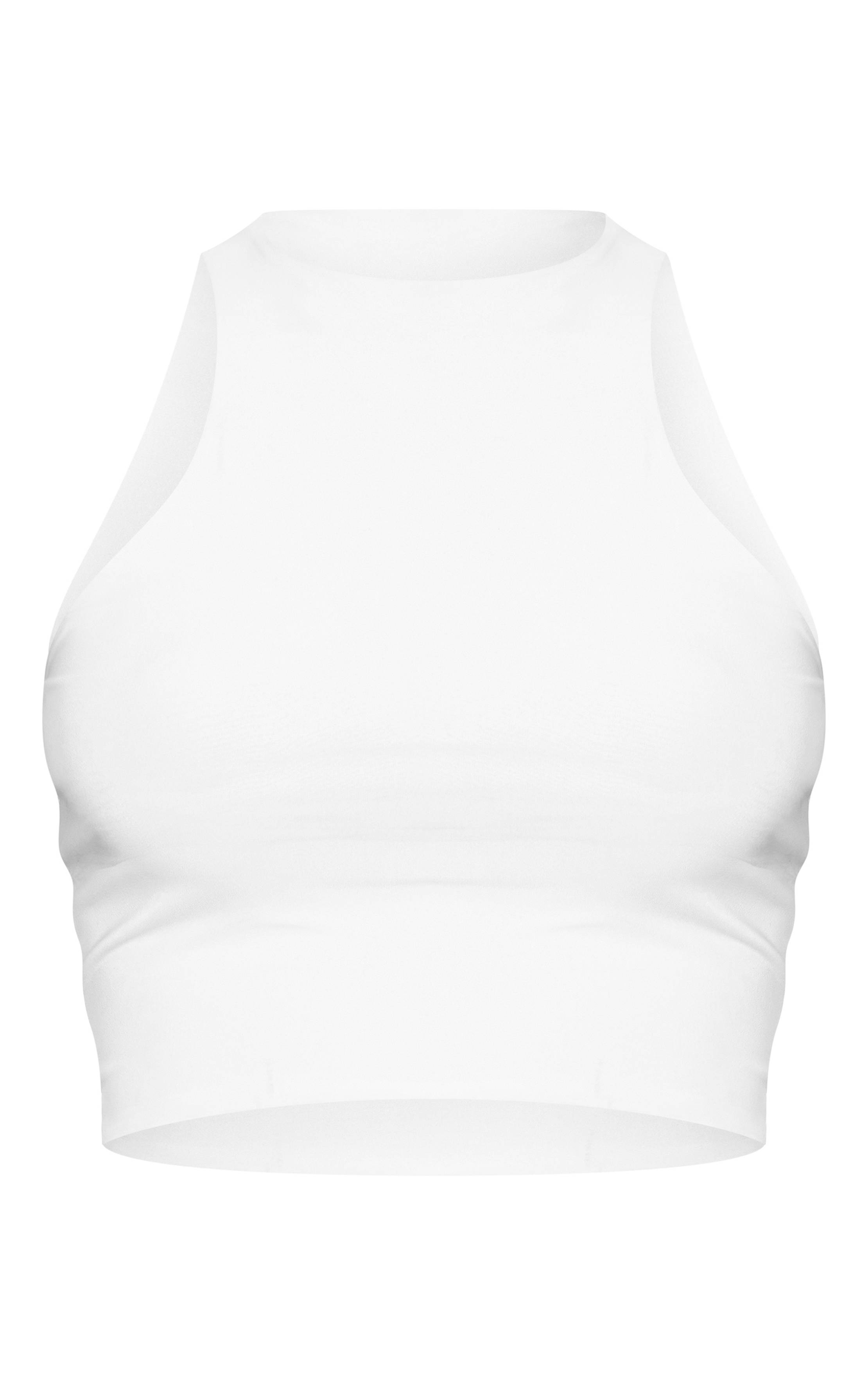 Blanc Haut Court Ajusté Dos Nageur