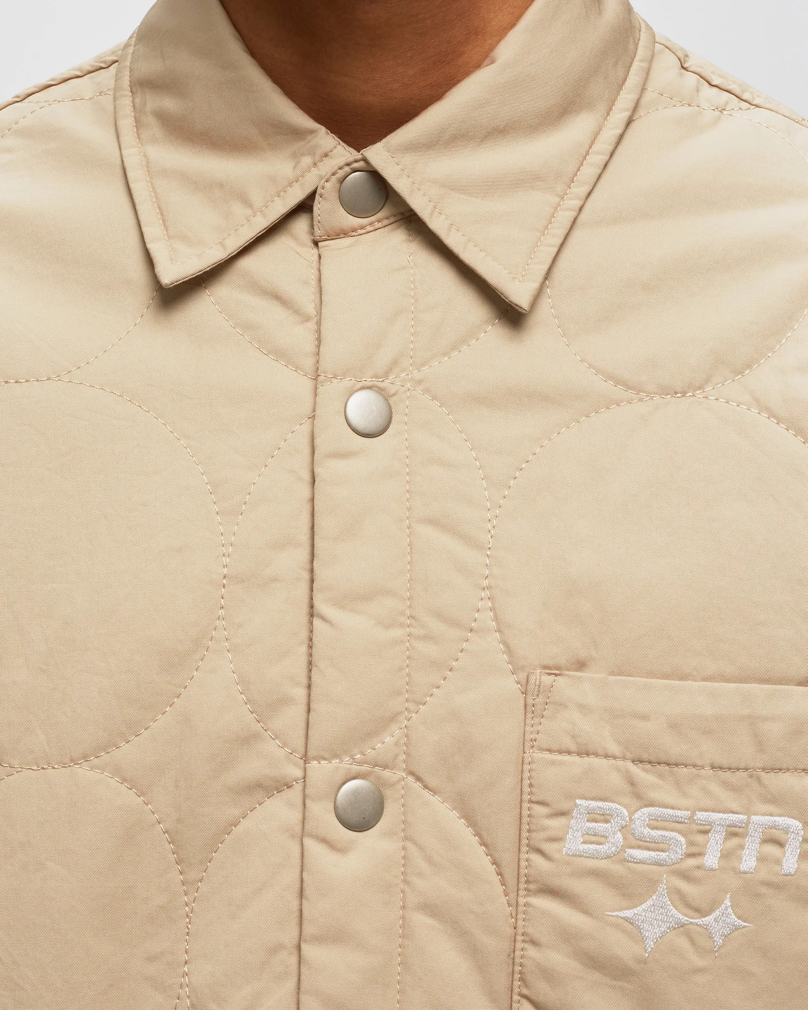 BSTN Brand Logo Pattern Quilted Overshirt