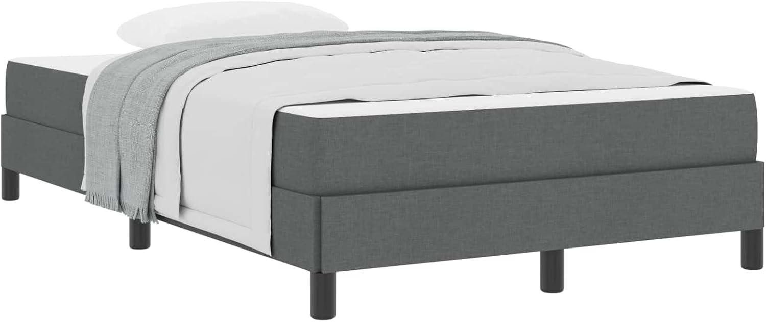 vidaXL Boxspringbett mit Matratze Dunkelgrau 120 x 190 cm Stoff, Moderner Schlafzimmer-Bettgestell, rechteckiger Boxspring, gemütliche Plattform, langlebige Schlaflösung, Elegantes Design