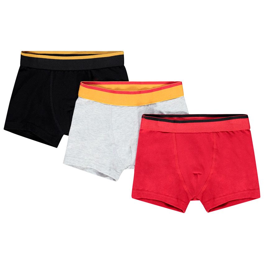 Lot de 3 boxers unis en coton pour enfant garçon - Rouge