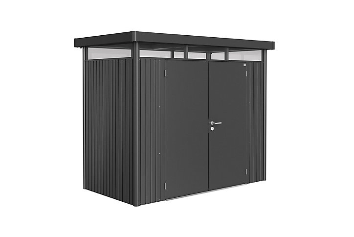 Abri de jardin double porte Biohort HighLine H1 en métal coloris gris foncé métallique ép.0,53 mm surface extérieure 4,26 m²