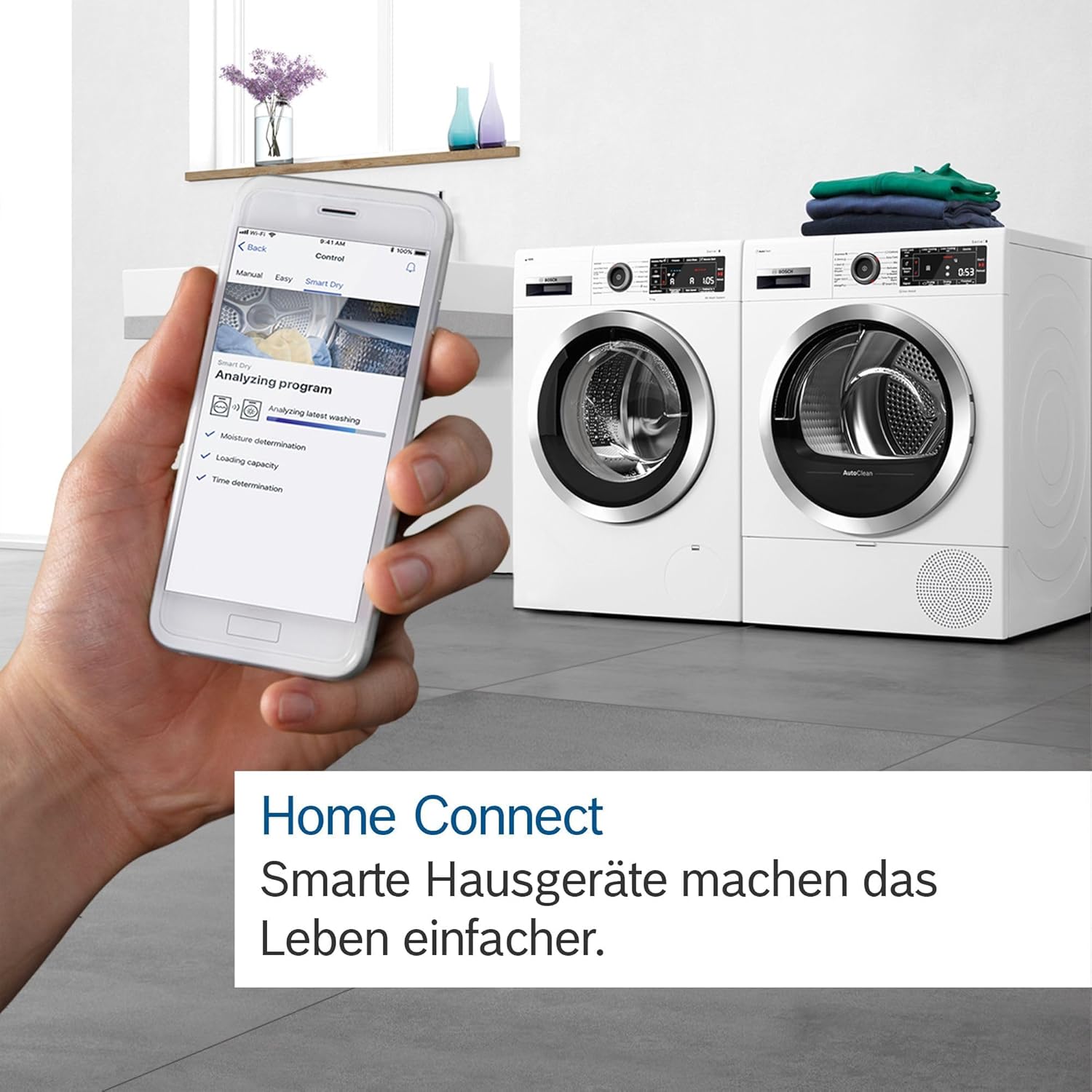 Bosch WGB244A40 Serie 8 Frontlader Waschmaschine 9 kg, 1400 UpM, Made in Germany, Speed Perfect, i-DOS mit Waschmittelscan, Iron Assist - reduziert Knitterfalten, Mini Load, Home Connect, Weiß