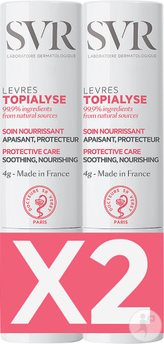 SVR Topialyse Lèvres Soin Nourrissant Végétal Apaisant Protecteur Duo 2x4g