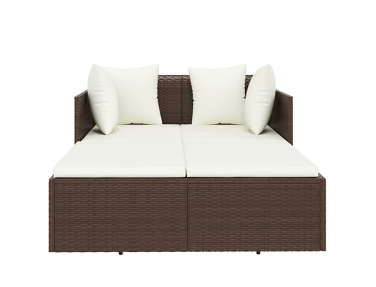 VIDAXL - Chaise longue avec coussins marron 182x118x63 cm résine tres...
