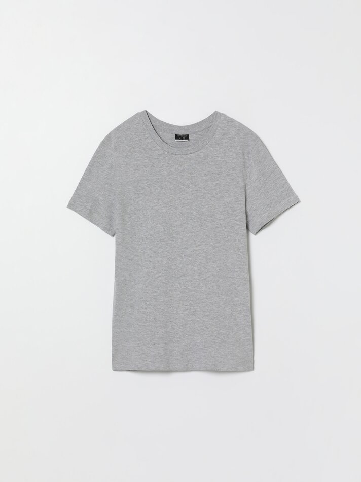 Pacote com 4 camisetas básicas - Cinza Mesclado