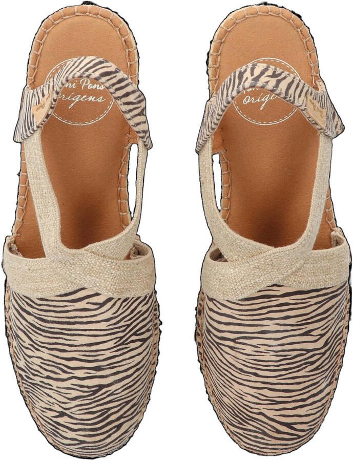 Toni Pons Terra leren espadrilles met zebraprint beige zwart