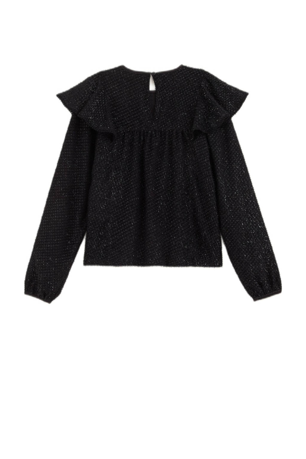 WE Fashion gebloemdetop zwart/zilver