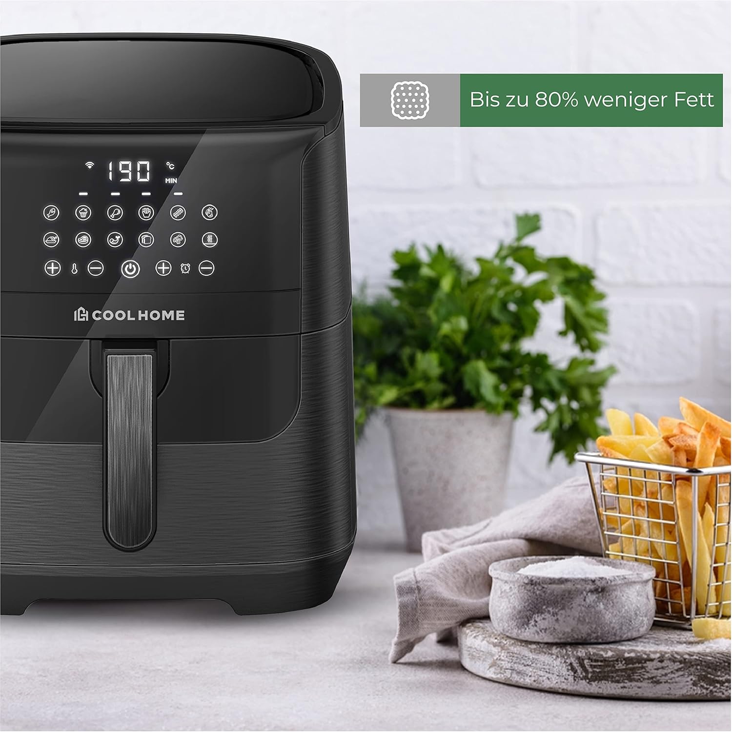 AF23 Airfryer XXL Deluxe - 6,5 Liter - Heißluftfritteuse mit Keramikbeschichtung - schwarz