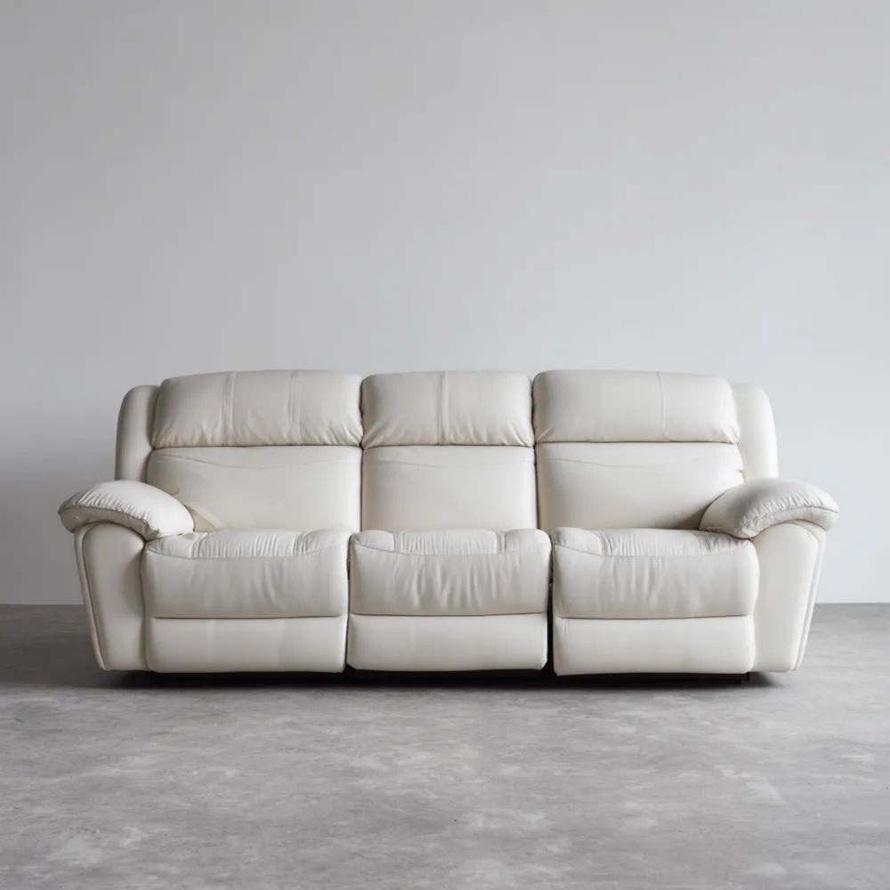 3-Sitzer Sofa Leder 220x95x100 cm - Creme - Modernes Design