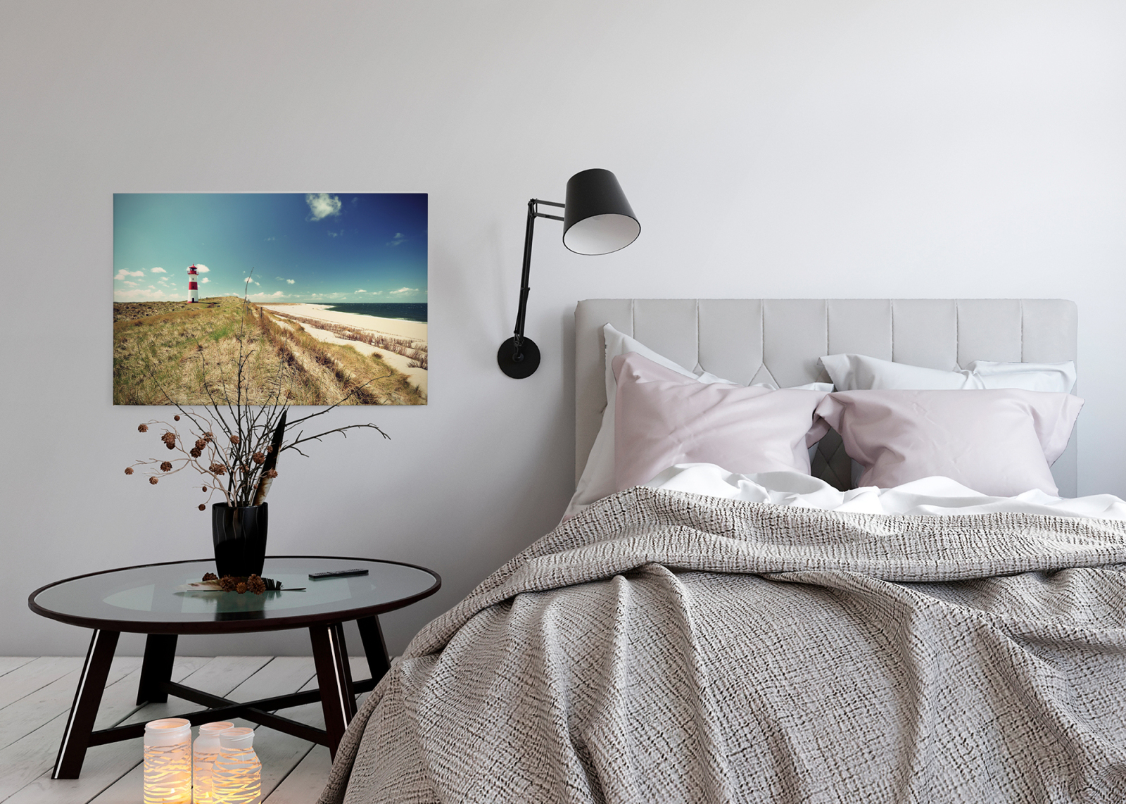 Leinwandbild LEUCHTTURM - blau-grün - 90x60 cm