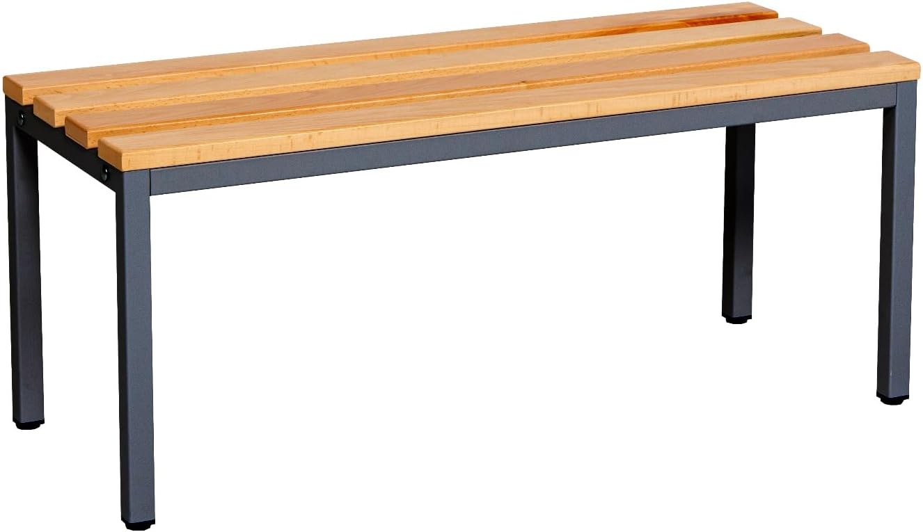 furni24 Sitzbank für Umkleideräume BxHxT: 100x42x40 cm, Umkleidesitzbank, Umkleidebank, Garderobenbank, Sportbank, Bank mit Echtholz für Fitnessstudio