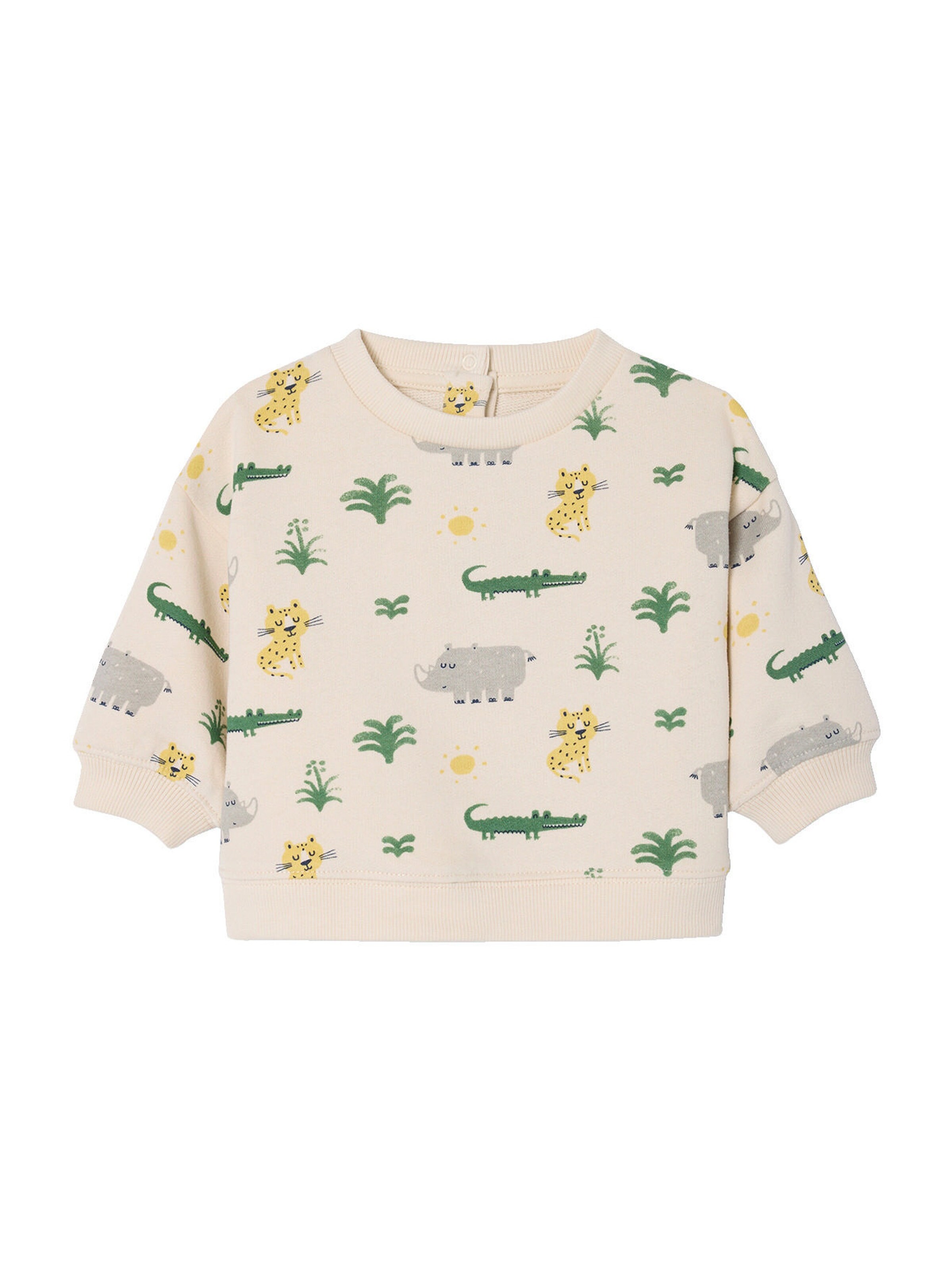 Vertbaudet Baby Sweatshirt mit Dschungeltieren und Recycling-Polyester vanille