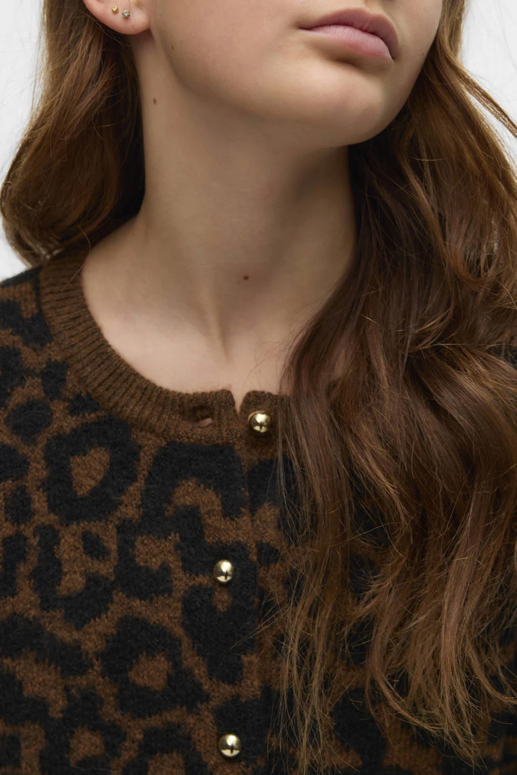 VERO MODA GIRL cardigan donkerbruin gebreid