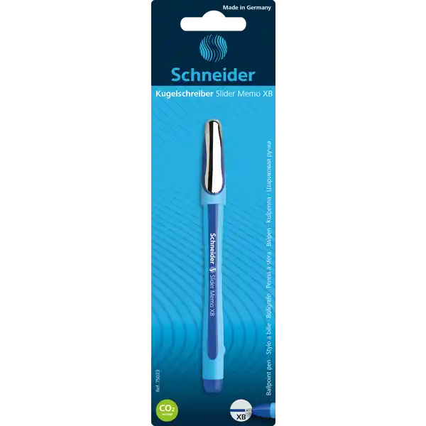 Kugelschreiber Slider Memo XB Blisterkarte mit 1 Stück, blau