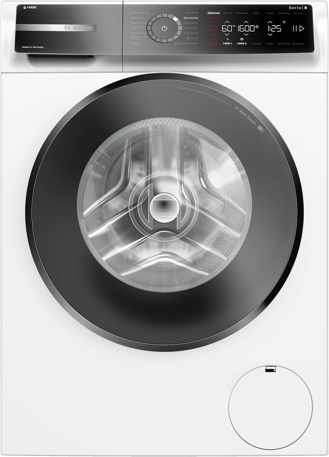 Bosch WGB256A41, Serie 8, Smarte Waschmaschine, 1-10kg, 1600 UpM, Made in Germany, Maximale Energie- und Wasserersparnis, i-DOS automatische Dosierung, Fleckenautomatik, Iron Assist, Nachlegefunktion