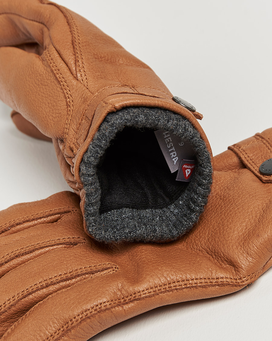 Hestra Utsjö Fleece Lined Buckle Elkskin Glove Cognac