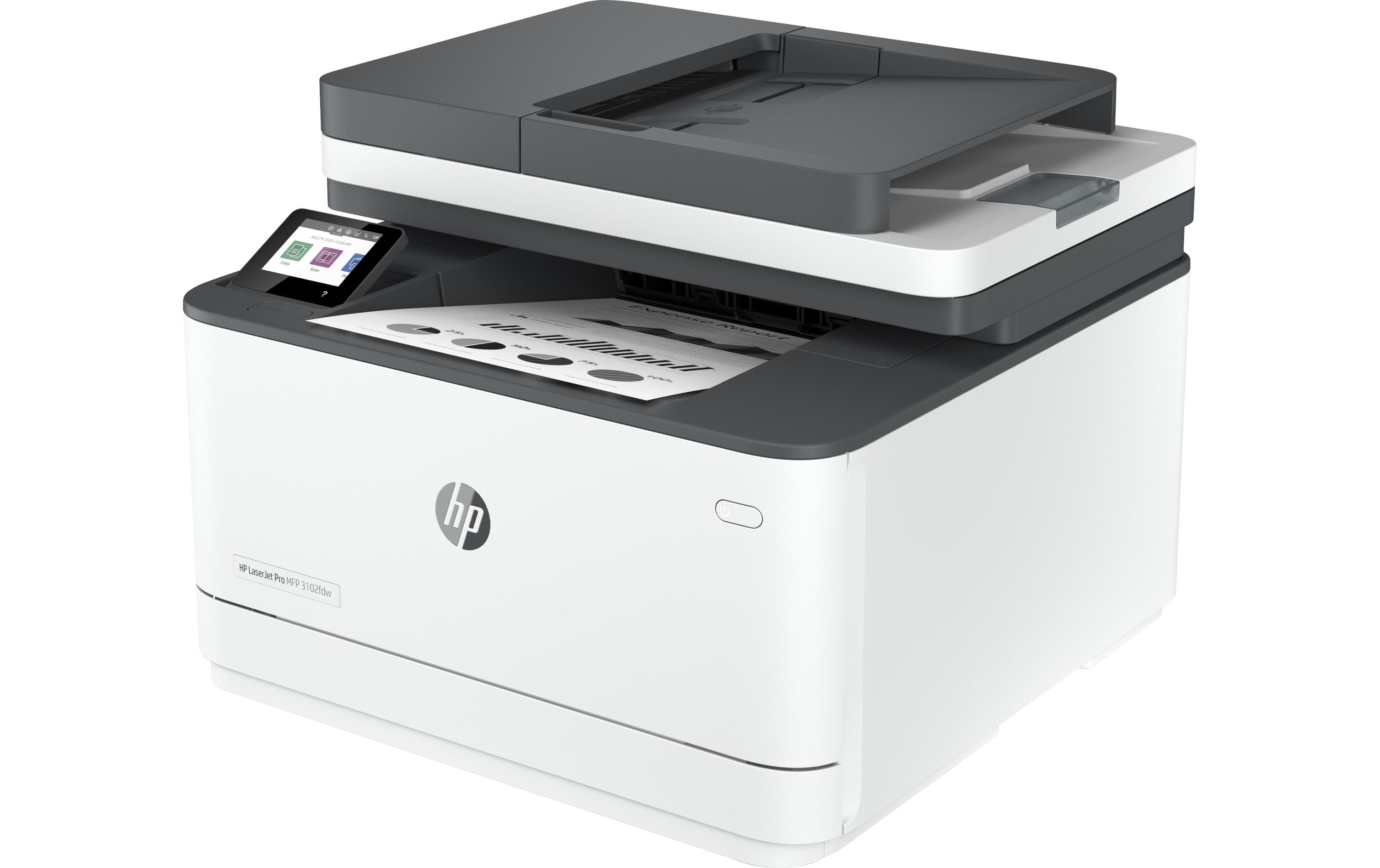 Multifunktionsdrucker LaserJet Pro MFP 3102fdw<br>Schwarzweiss-Laser-Multifunktionsdrucker für den Office-Bereich