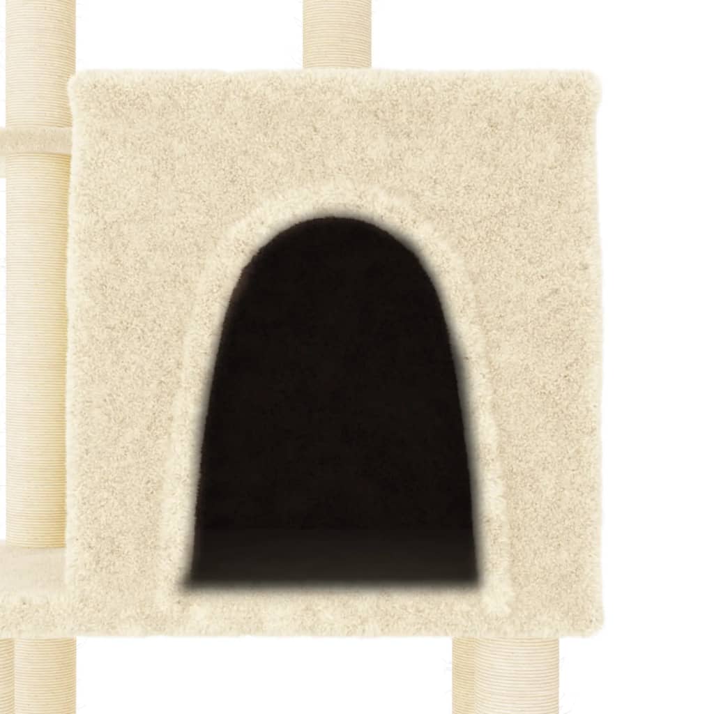 Arranhador para gatos vidaXL com postes de sisal, cor creme, 97 cm