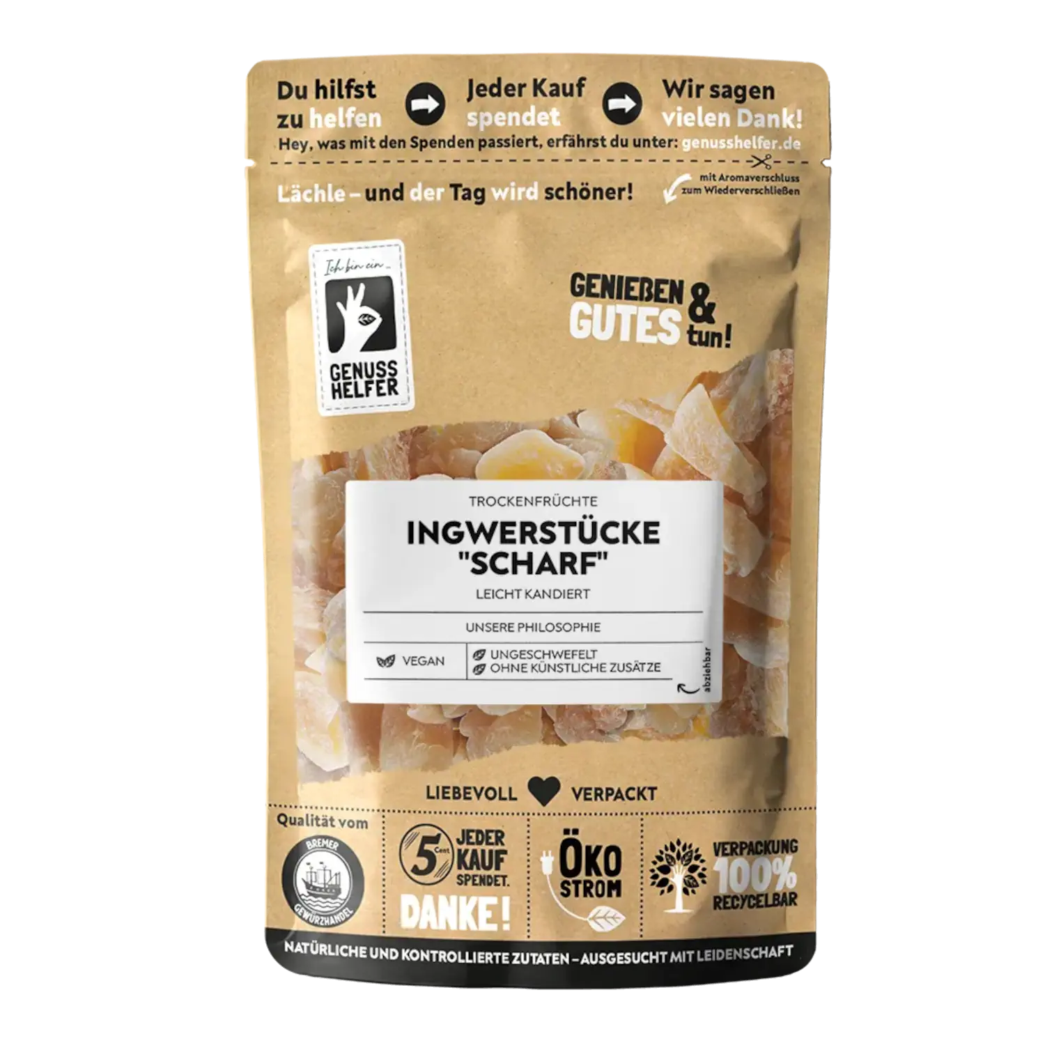Ingwerstücke scharf, mit Fruktose, 3er Pack