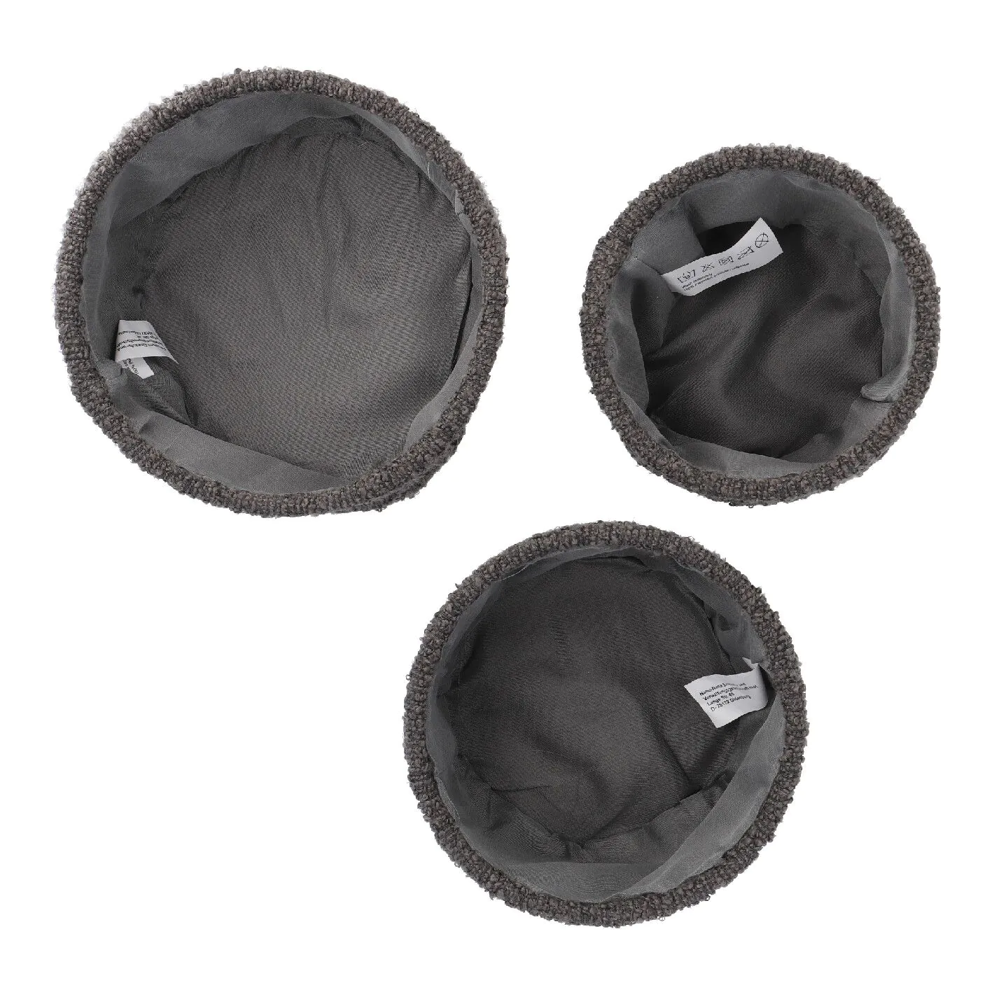 3er Set Dekokorb, dunkelgrau