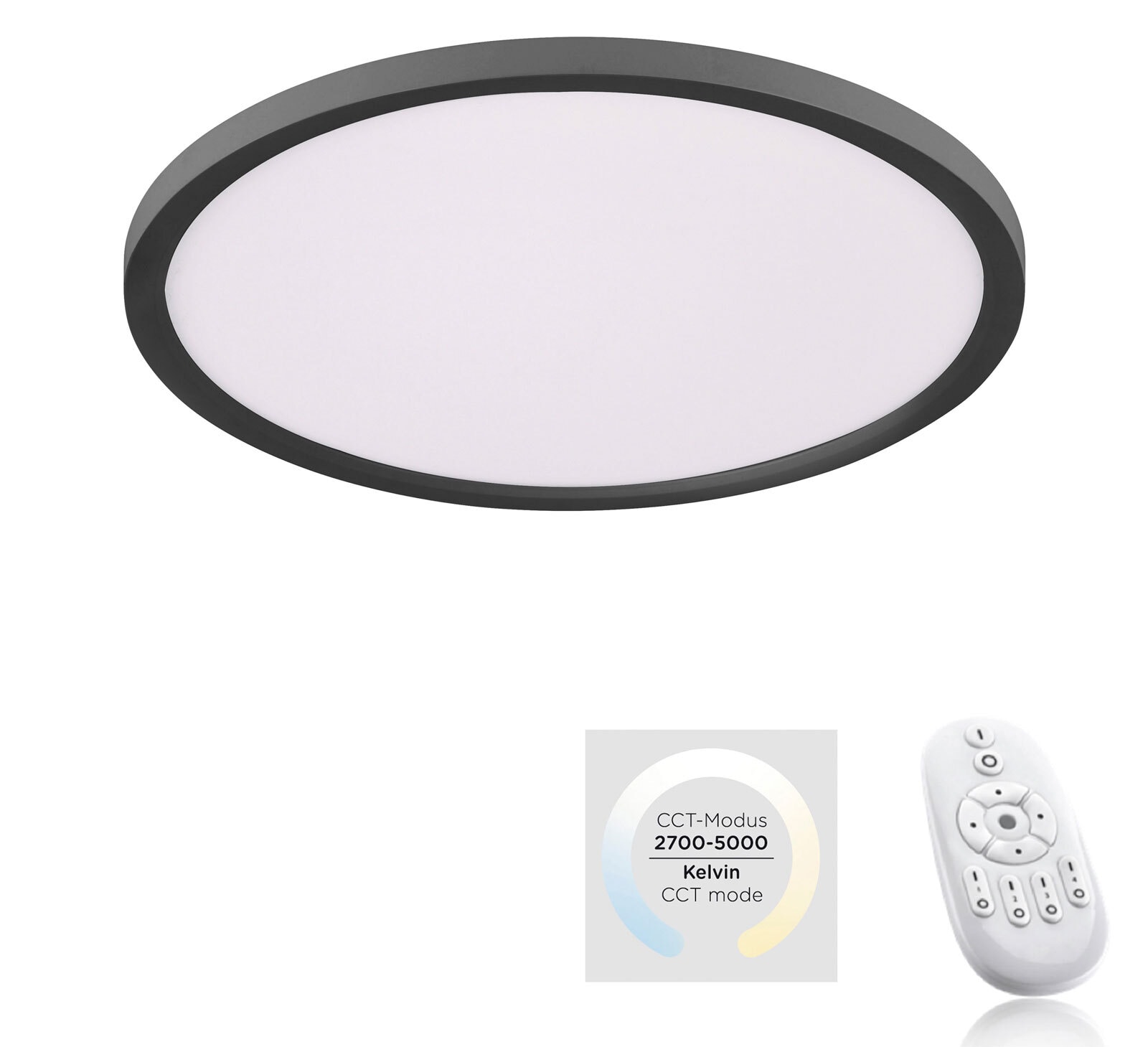 JUST LIGHT LED Deckenlampe FLAT 40 cm schwarz